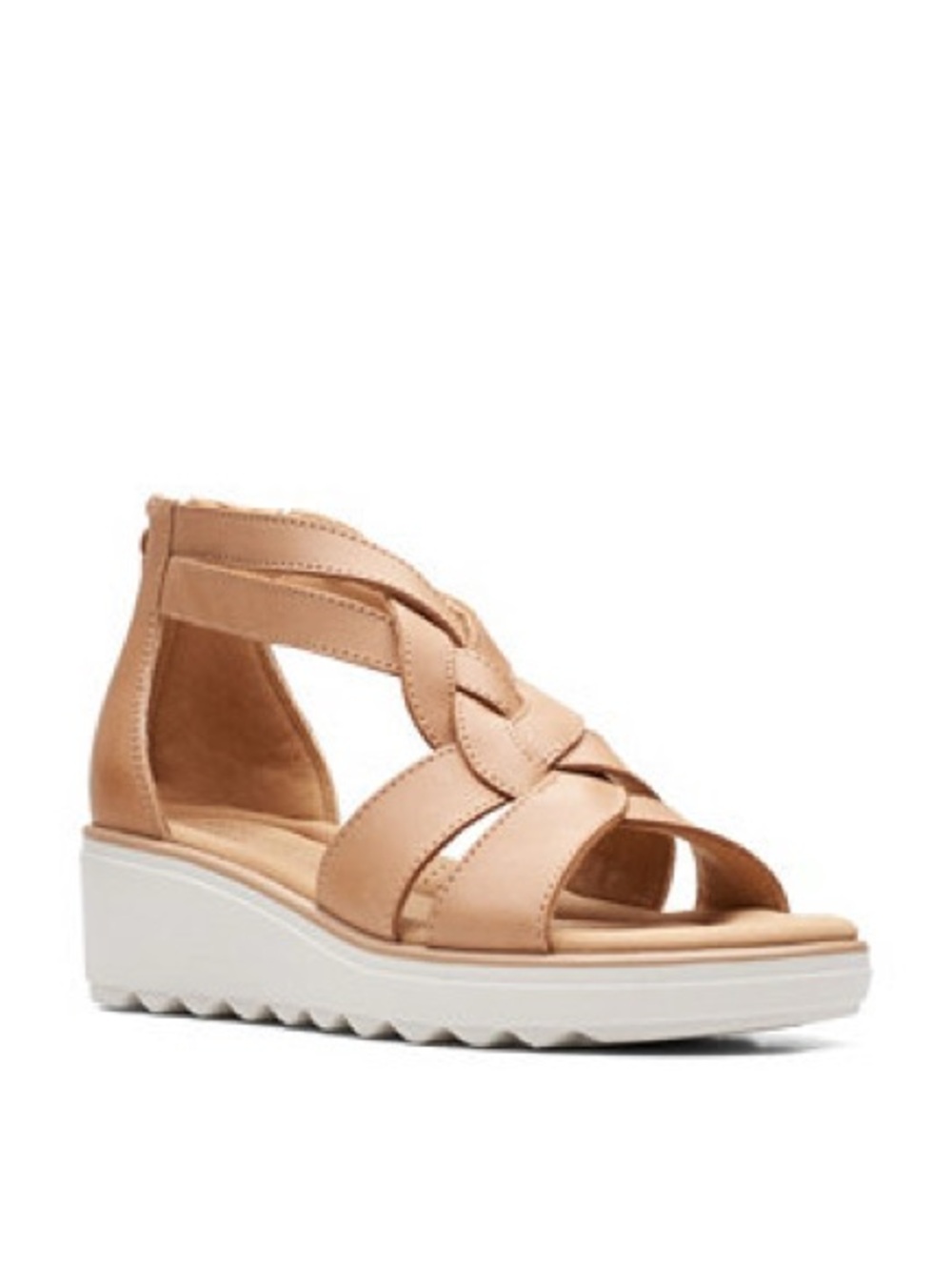 Clarks Jillian Bright Tan Leather Woven Strap Open-Toe Sandal NIB - Picture 2 of 2